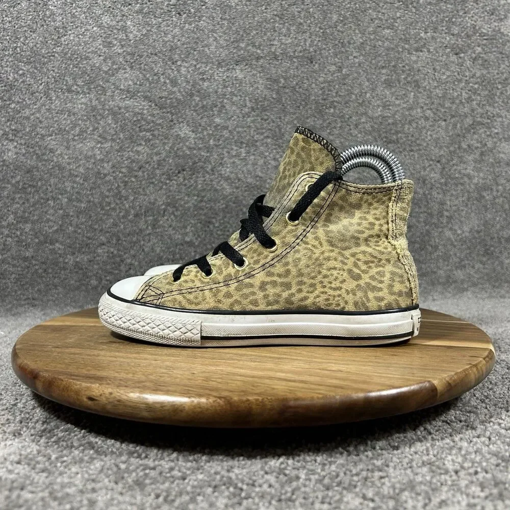 Converse Chuck Taylor All Star High Kids Sz 13 Leopard Print Athletic Shoes Used